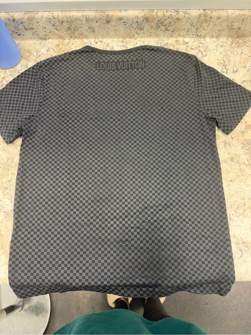 Louis Vuitton Gray and Black Checker Crewneck Tee